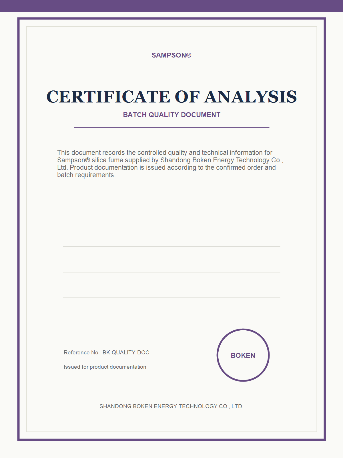 COA certificate of analysis
